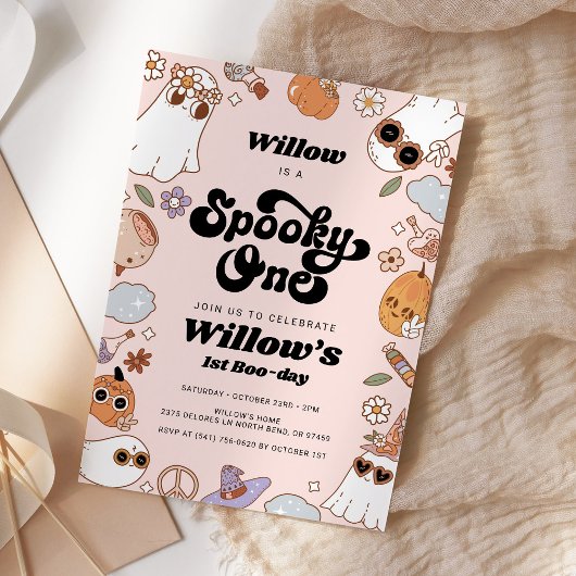 Spooky One Groovy Halloween 1e verjaardag Kaart