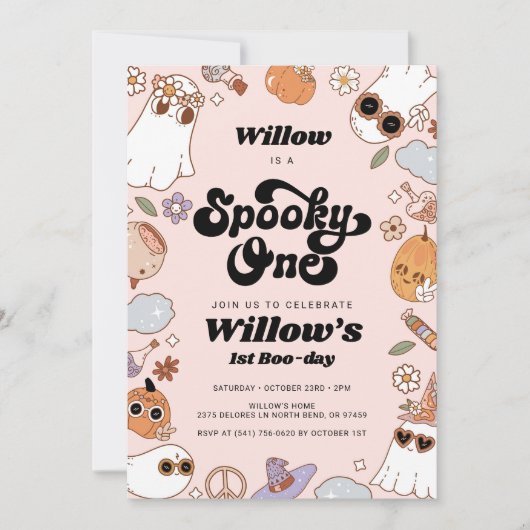 Spooky One Groovy Halloween 1e verjaardag Kaart (Voorkant)