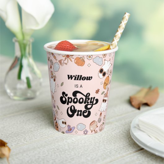 Spooky One Groovy Halloween 1e verjaardag Papieren Bekers (Insitu)