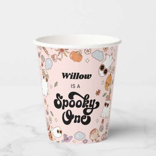 Spooky One Groovy Halloween 1e verjaardag Papieren Bekers (Voorkant)