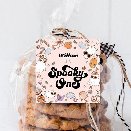 Spooky One Groovy Halloween 1e verjaardag Vierkante Sticker