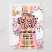 Spooky One Groovy Halloween 1e verjaardagsfeestje Kaart (Voorkant)
