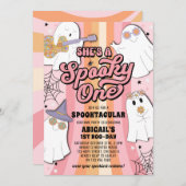 Spooky One Groovy Halloween 1e verjaardagsfeestje Kaart (Voorkant / Achterkant)