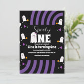 Spooky One Groovy Letters Halloween Birthday Kaart (Staand voorkant)