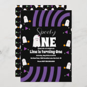 Spooky One Groovy Letters Halloween Birthday Kaart (Voorkant / Achterkant)