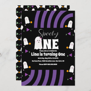 Spooky One Groovy Letters Halloween Birthday Kaart
