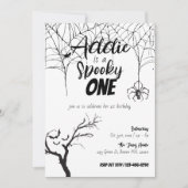 Spooky One | Halloween 1e verjaardag | B+W uitnodi Kaart (Voorkant)