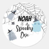 Spooky One | Halloween 1e verjaardag | Blauwe Gees Ronde Sticker (Voorkant)