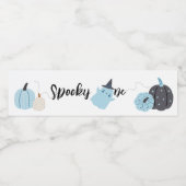 Spooky One | Halloween 1e verjaardag | Blauwe pomp Waterfles Etiket (Enkel label)