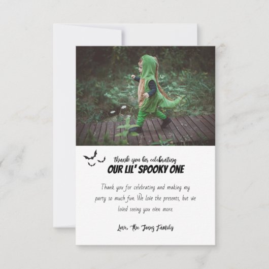 Spooky One | Halloween 1e verjaardag | MET FOTO Bedankkaart (Voorkant)