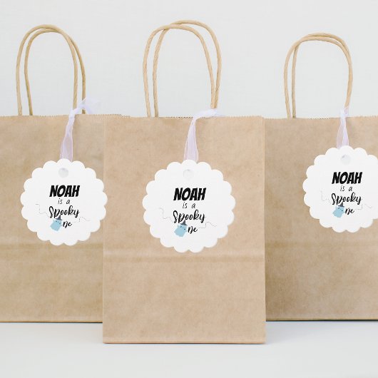 Spooky One | Halloween 1e verjaardag | Minimaal bl Bedankjes Labels