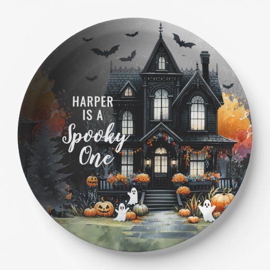 Spooky One Halloween 1e verjaardag Papieren Bordje (Voorkant)