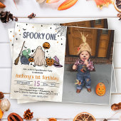 Spooky One Halloween 1e verjaardag Party Foto Kaart