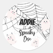Spooky One | Halloween 1e verjaardag | Pink Ghosts Ronde Sticker (Voorkant)