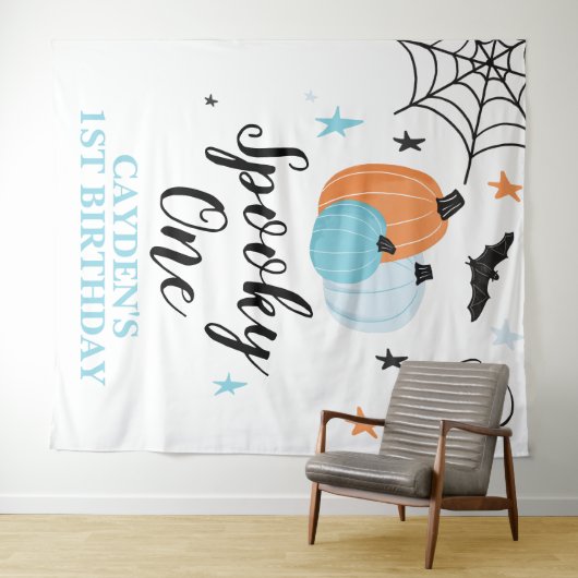 Spooky One Halloween 1e Verjaardag Pompoenen Wandkleed (In Situ (horizontaal))