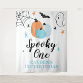 Spooky One Halloween 1e Verjaardag Pompoenen Wandkleed (Voorkant)