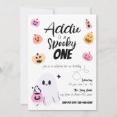 Spooky One | Halloween 1e verjaardag | Roze pompoe Kaart (Voorkant)