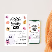 Spooky One | Halloween 1e verjaardag | Roze pompoe Kaart