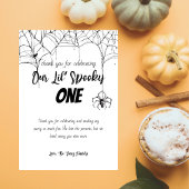 Spooky One | Halloween 1e verjaardag | Spooky B+W Bedankkaart