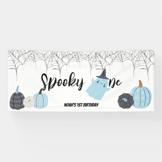 Spooky One | Halloween 1e verjaardag | Spooky Blue Spandoek (Horizontaal)