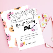 Spooky One | Halloween 1e verjaardag | Spooky Pink Bedankkaart