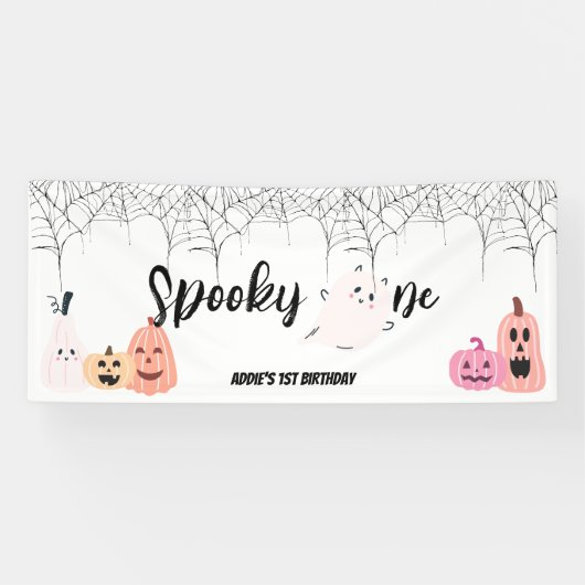 Spooky One | Halloween 1e verjaardag | Spooky Pink Spandoek (Horizontaal)