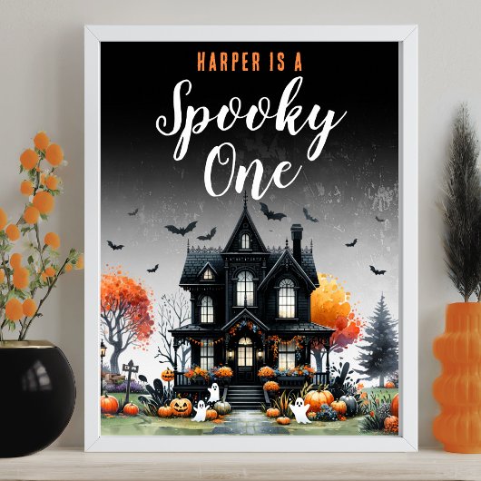 Spooky One Halloween 1e Verjaardagsfeest Bord Poster