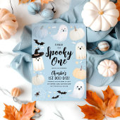 Spooky One Halloween 1st Birthday Boy Blue Ghost Kaart