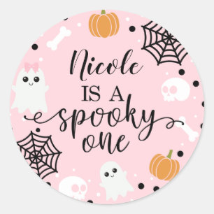 Spooky One Halloween 1st Birthday Favoriete Sticke Ronde Sticker