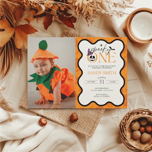 Spooky One Halloween 1st Birthday Foto Kaart