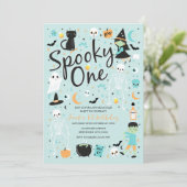 Spooky One Halloween 1st Birthday Invitation Kaart (Staand voorkant)