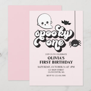 Spooky One Halloween 1st Birthday Invitation Kaart