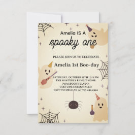 Spooky One Halloween 1st Birthday Invitation Kaart