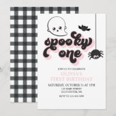 Spooky One Halloween 1st Birthday Invitation Kaart (Voorkant / Achterkant)