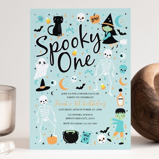 Spooky One Halloween 1st Birthday Invitation Kaart