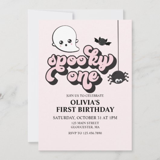 Spooky One Halloween 1st Birthday Invitation Kaart (Voorkant)