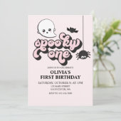 Spooky One Halloween 1st Birthday Invitation Kaart (Staand voorkant)