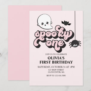 Spooky One Halloween 1st Birthday Invitation Kaart