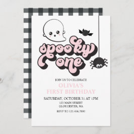 Spooky One Halloween 1st Birthday Invitation Kaart