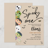 Spooky One Halloween 1st Birthday Invitation Kaart (Voorkant / Achterkant)
