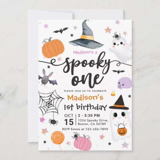 Spooky One Halloween 1st Birthday Kaart (Voorkant)