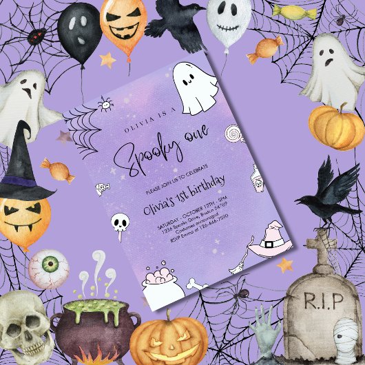 Spooky One Halloween 1st Birthday Kaart