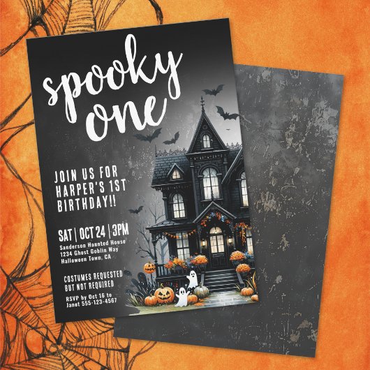 Spooky One Halloween 1st Birthday Kaart