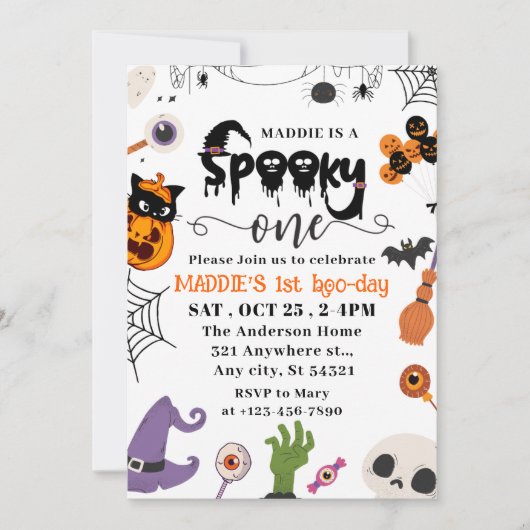 Spooky One Halloween 1st Birthday Kaart (Voorkant)