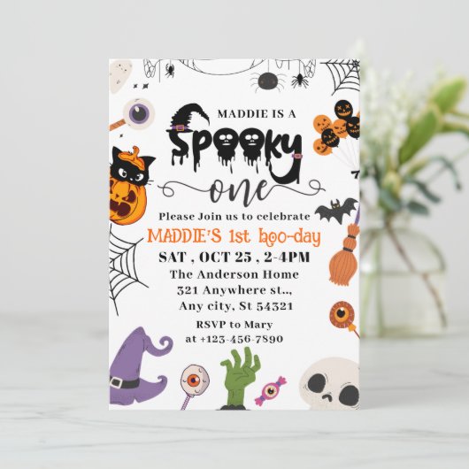 Spooky One Halloween 1st Birthday Kaart (Staand voorkant)