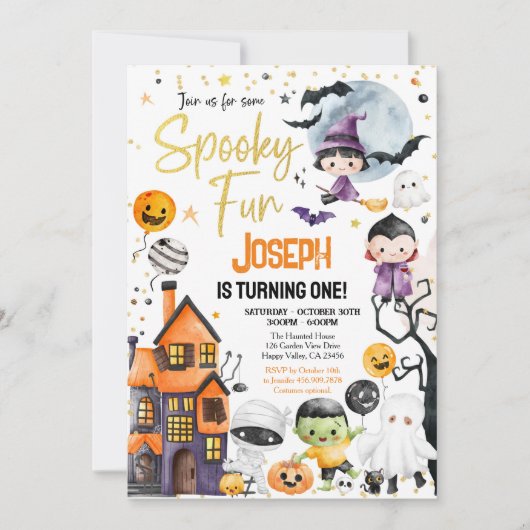 Spooky One Halloween 1st Birthday Kostuumfeest Kaart (Voorkant)