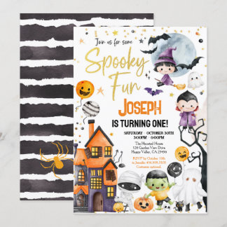 Spooky One Halloween 1st Birthday Kostuumfeest Kaart