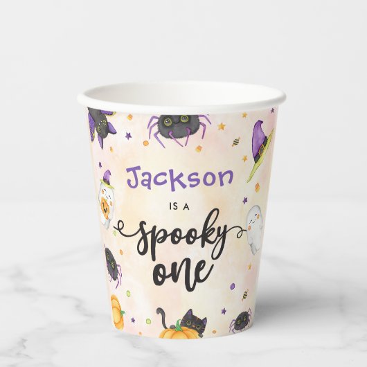 Spooky One Halloween 1st Birthday Papieren Bekers (Voorkant)