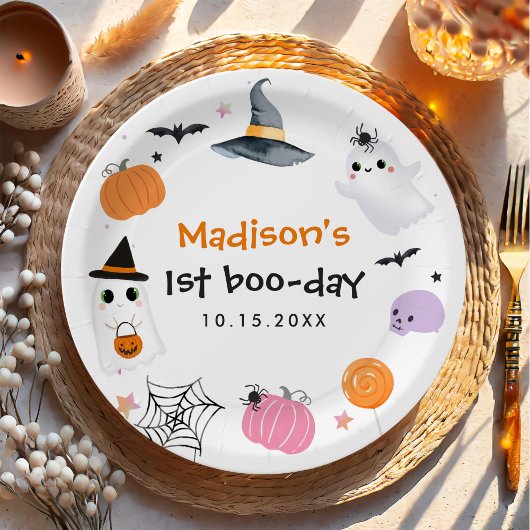 Spooky One Halloween 1st Birthday Papieren Bordje