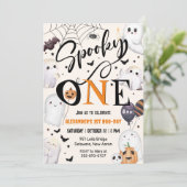 Spooky One Halloween 1st Birthday Party Schattige  Kaart (Staand voorkant)